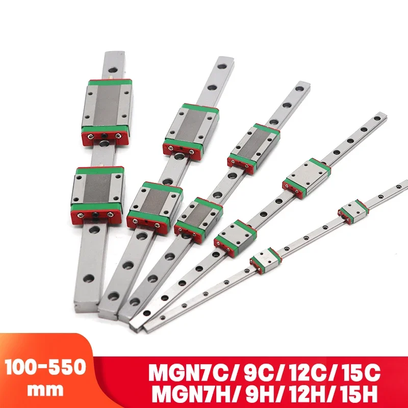 MGN MGN12 MGN15 MGN7 MGN9 200 300 350 400 450 500 550mm miniature linear rail slide 1PC MGN12 linear guide+1PC MGN12H carriage