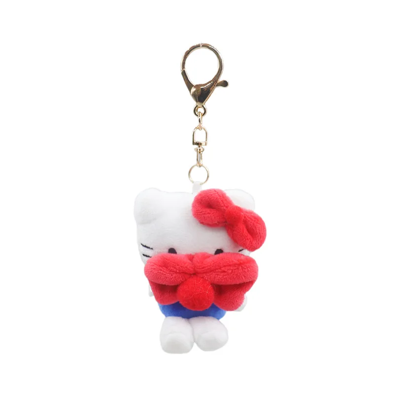 Kawaii Sanrio Hello Kitty ของเล่นตุ๊กตาน่ารักการ์ตูนสร้างสรรค์เทนนิสพวงกุญแจกระเป๋าเป้สะพายหลังจี้สาวคริสต์มาสของขวัญอุปกรณ์เสริม