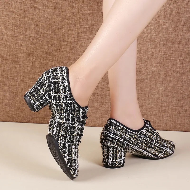 Modern Dance Shoes Women Adult Sneakers Dance Shoes Modern Brand Square Party Ballroom Latin Shoes Women Square Heels