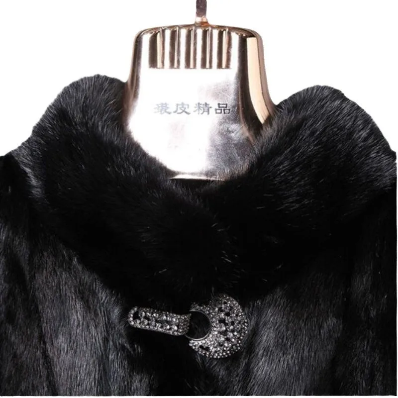 معطف فرو للسيدات مختلط مع ياقة واقفة قصيرة للأمهات