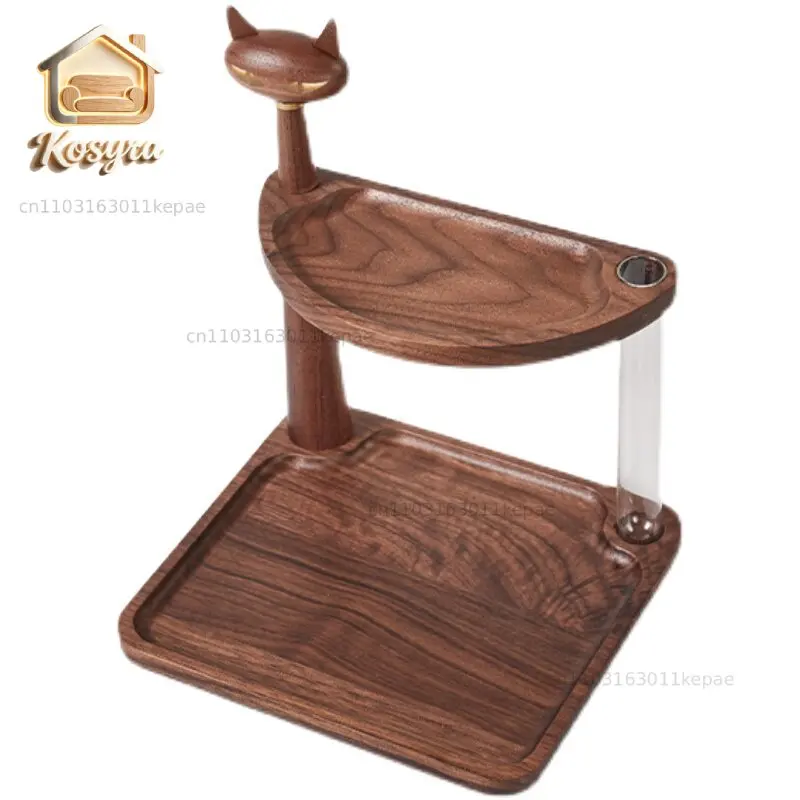North American black walnut cat porch rack household desktop cosmetics sundries solid wood storage finishing rack