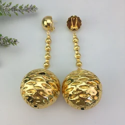 EMMA Fashion Dubai Gold Color Big Long Drop Earrings Women Big Round Ball Earring Female Oversize Bold Jewelry Accessory