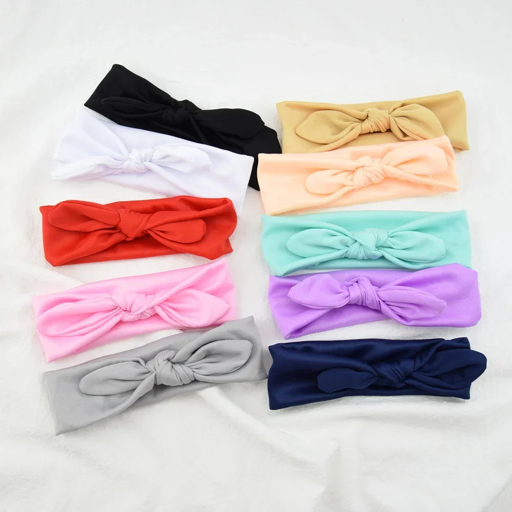 

1PCS Solid Elastic Baby Girls Bowknot Headband Rabbit Ears Bows Newborn Toddler Stretchy Headwraps Birthday Gifts