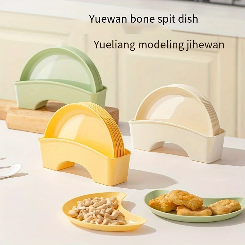 5pcs Bone-spitting plates, snack plates, tabletop bone plates for household use, plastic tabletop garbage plates