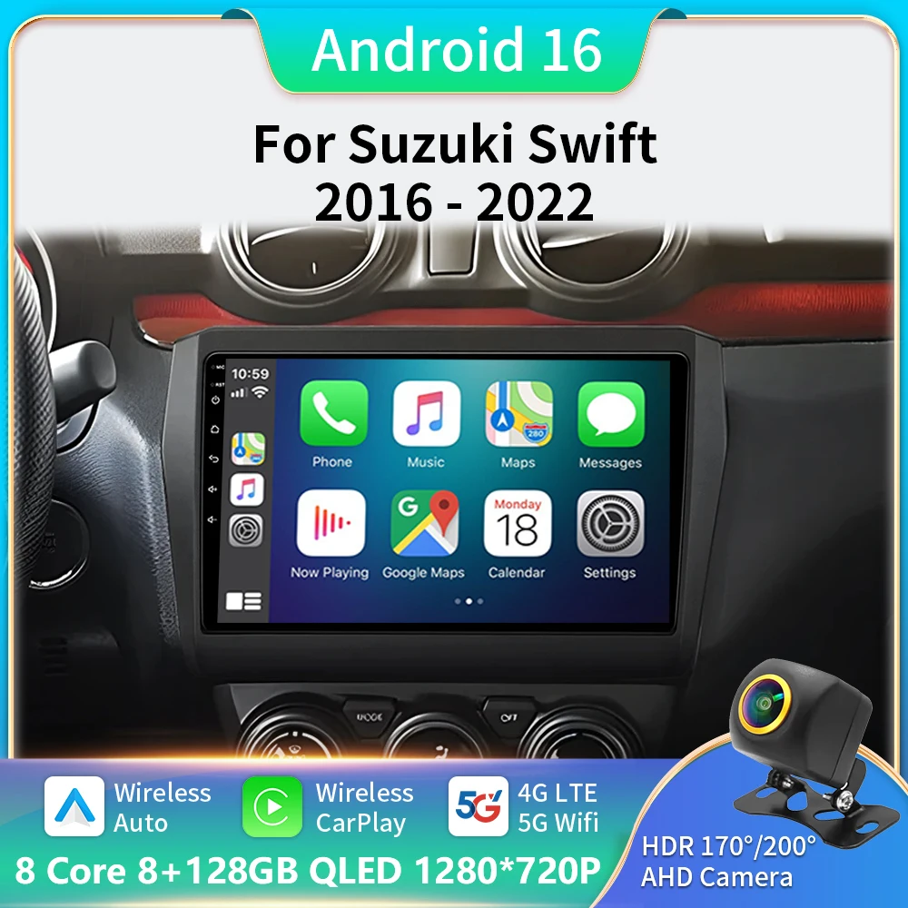 

Android 15 For Suzuki Swift 2016 -2022 Car Radio Stereo Multimedia Navigation GPS Video Player DSP QLED Wireless Carplay 5G BT