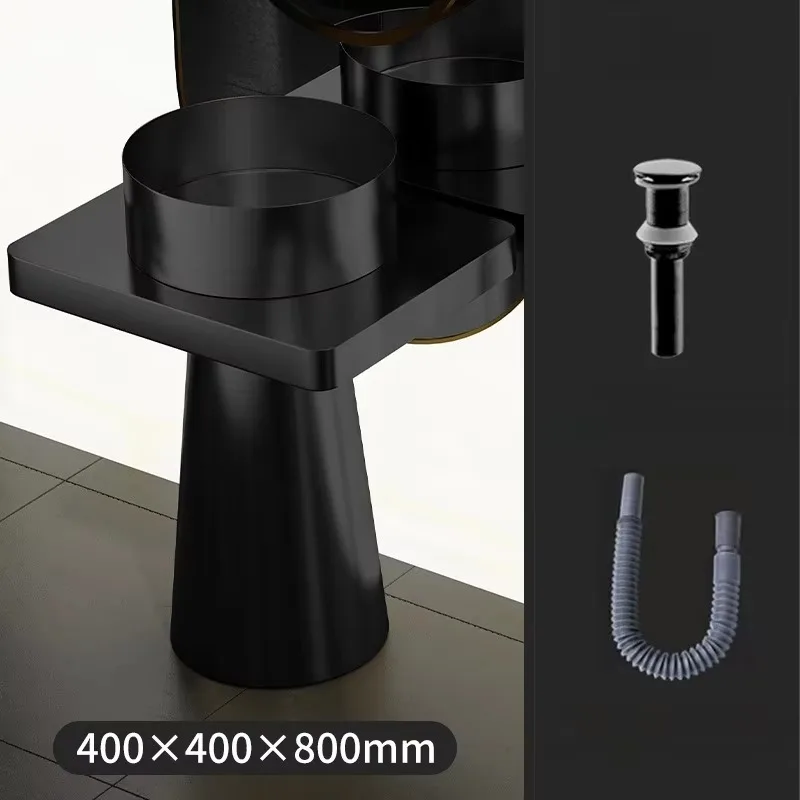 Modern Design Creative Stainless Steel Cone-Shaped Square Basin Eco-Friendly Floor Mounted Nickel Finish Bathroom Washbasin for