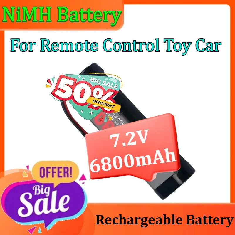 

NiMH Battery Pack For RCcar Truck Bugibot Tank Ni MhBattery Gray Dinner Power Supply 7.2V 6800mAh