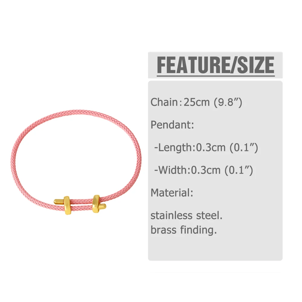OCESRIO Fashion Multicolor Brass Bracelet Wrist Chain Thread String Adjustable Stainless Steel Jewelry Making Supplies brth61