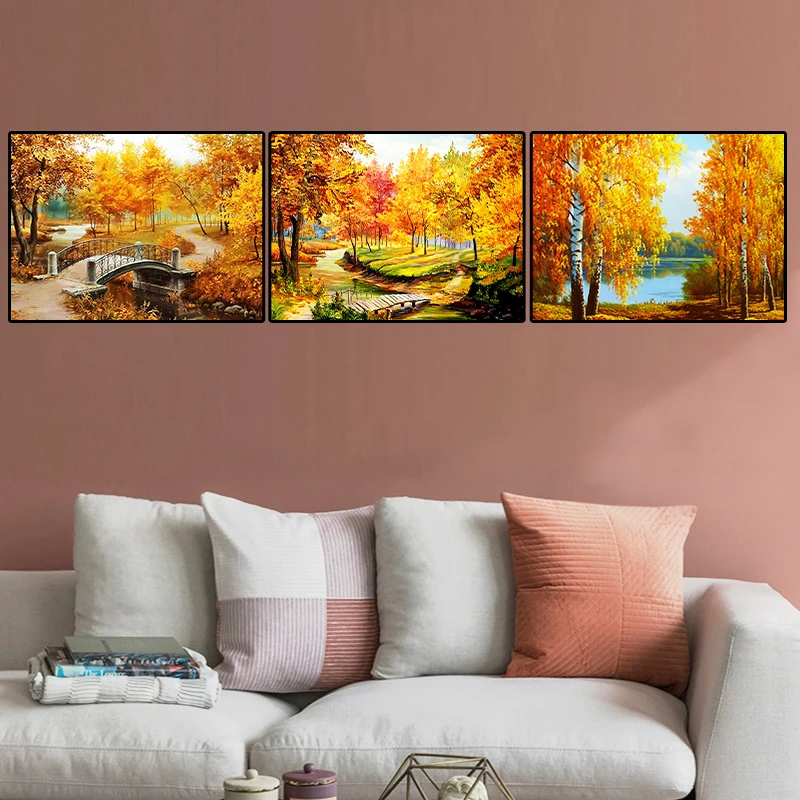 5D fai da te pittura diamante scenario diamante mosaico autunno albero strass ricamo pieno diamante rotondo punto croce regalo per la casa