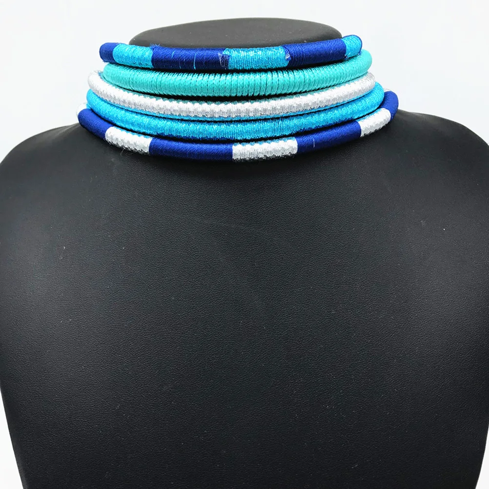 

1 set Magnetic Buckle Set African Style Multilayer Hand-Weaving Necklace Weaving Earrings Handmade Jewelry Women Party Gift
