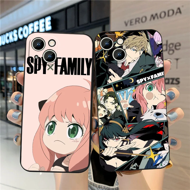 SPY×FAMILY Anya Forger Phone Case For Apple iPhone 15 14 13 12 mini 11 XS XR X 8 7 Pro Max Plus Black Cover Funda Silicone Soft