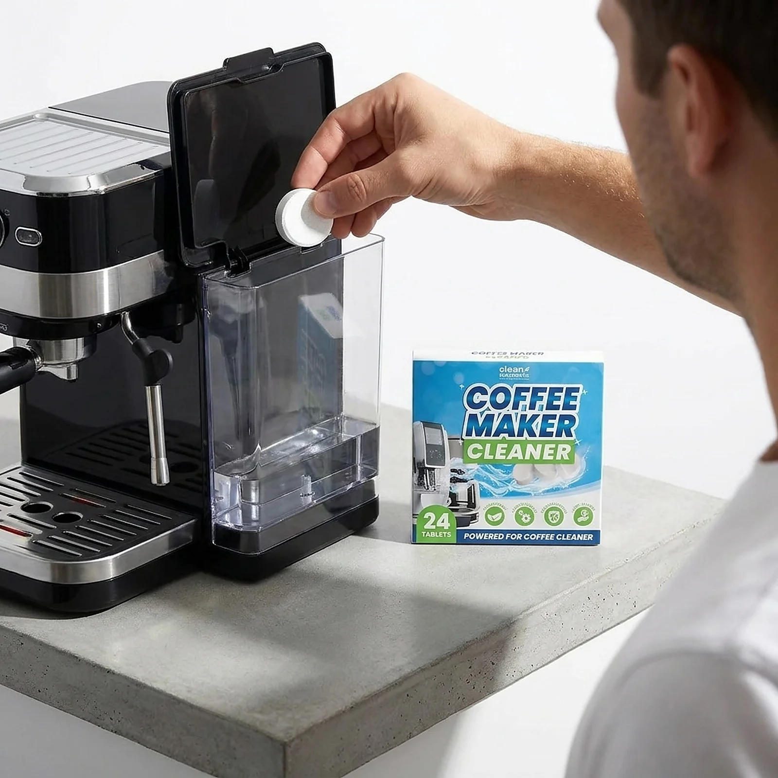 Zoyiancy 24 Count Coffee Maker Cleaner Tablets, Descaler Tabs for Espresso, Pod and Drip Machines, Deep Cleaning Descaling Tablets for Home Brewer