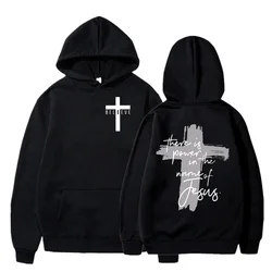 Women/Men Christian Faith Essential Hoodies There Is Power in The Name of Jesus Graphic Hoodie Unisex Cross Faiths Sweatshirts