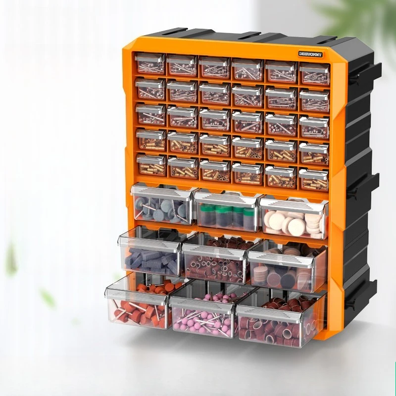 Multi-Drawer Transparent Plastic Storage Cabinet, Clear Component Organizer for Hardware Tools Screws, Model Building Parts JT40