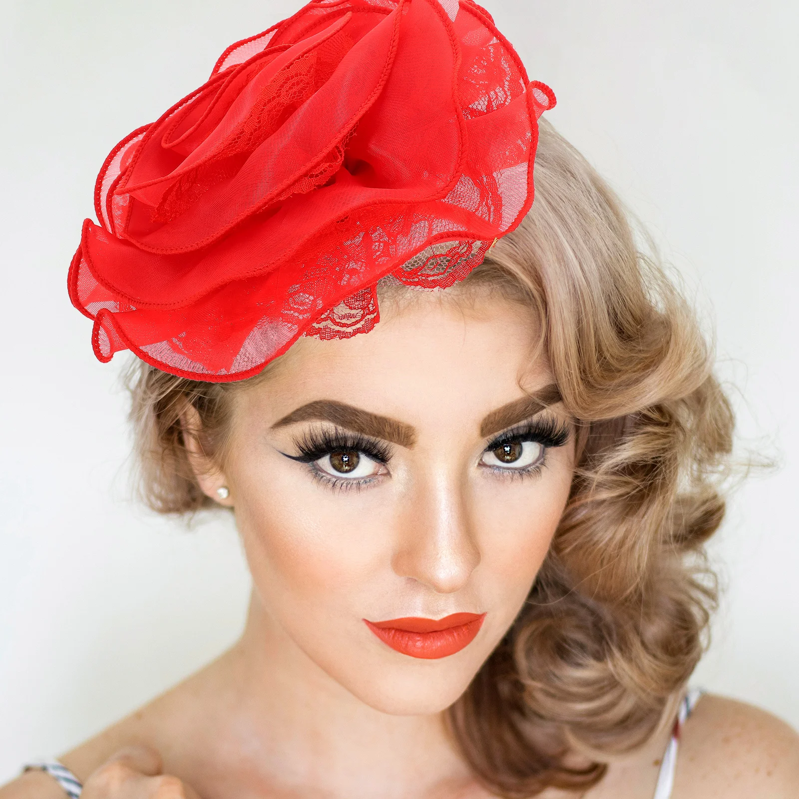 

Retro Large Lace Flower Headb White Wedding Hair Accessories Bridal Photo Cheongsam Style Decorative Durability Women Floral