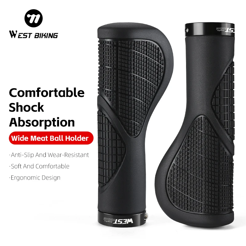 

WEST BIKING Bike Grips Shock-absorbing Soft TPE Handlebar Grips Locked Ergonomic Comfortable MTB Road Bicycle Cycling Handlebar