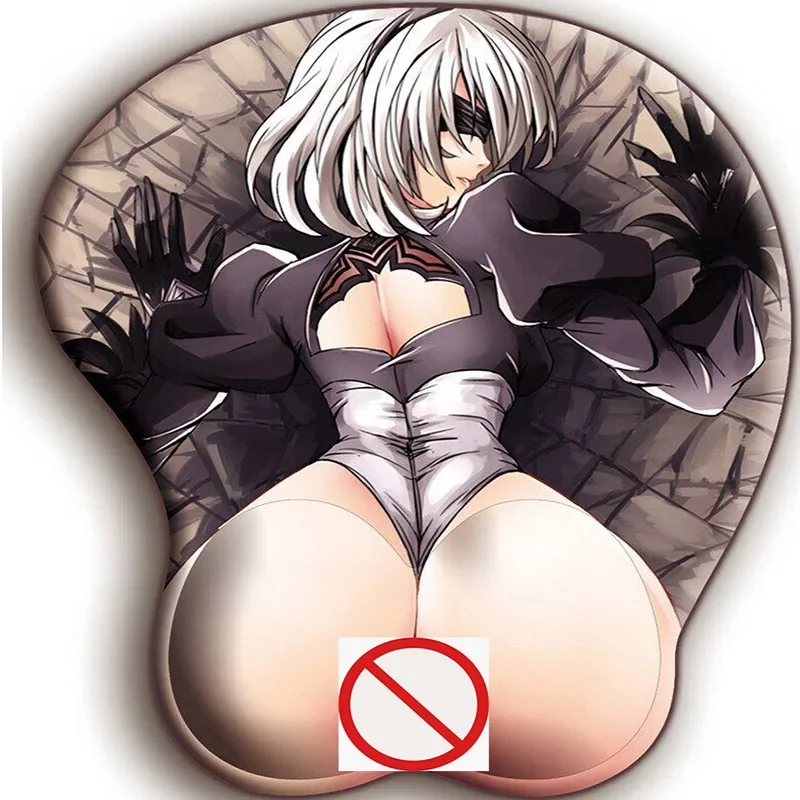 Alfombrilla de ratón 3D Nier para chica Sexy, almohadillas suaves de cadera 2B 3D con reposamuñecas, alfombrilla antideslizante para juegos, 18 +,