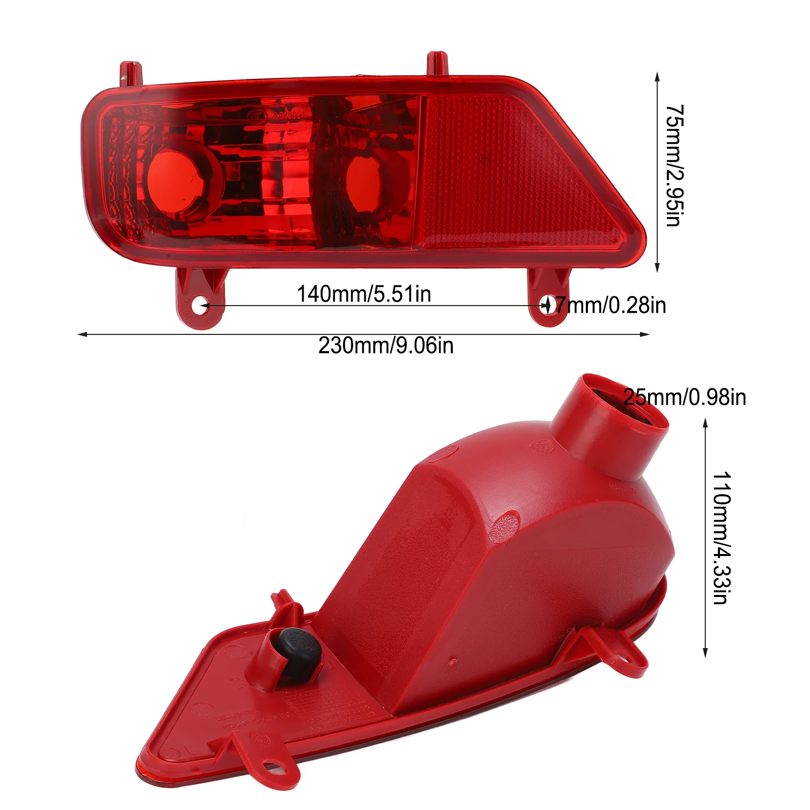 Red Rear Fog Light Assembly Car Accessories Replacement for PEUGEOT 3008 2009‑2016