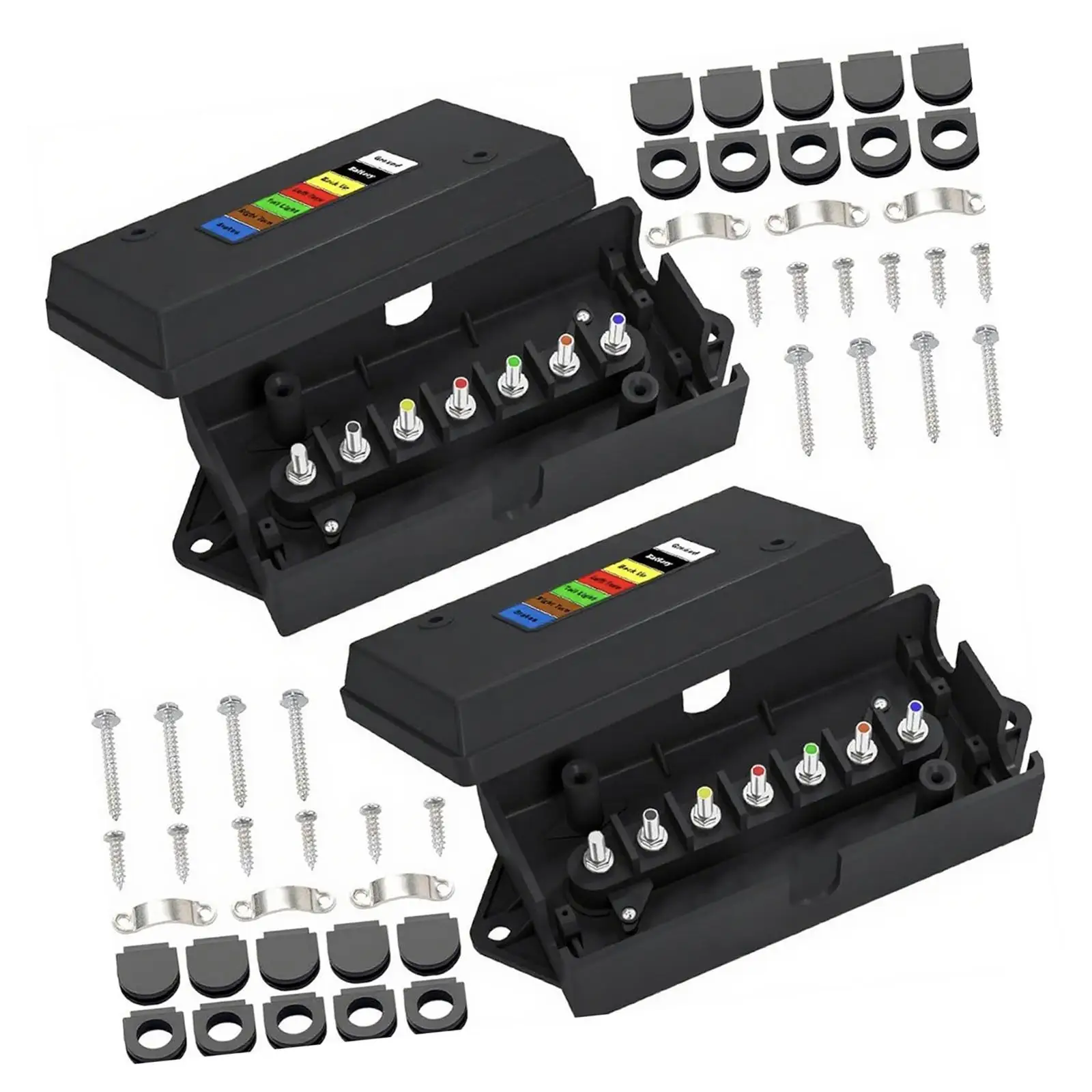 

2x7-контактные распределительные коробки для прицепа, устойчивые к атмосферным воздействиям, герметичная защита, 7-контактные проводничные коробки для прицепа, удобные и прочные для прицепа на колесах