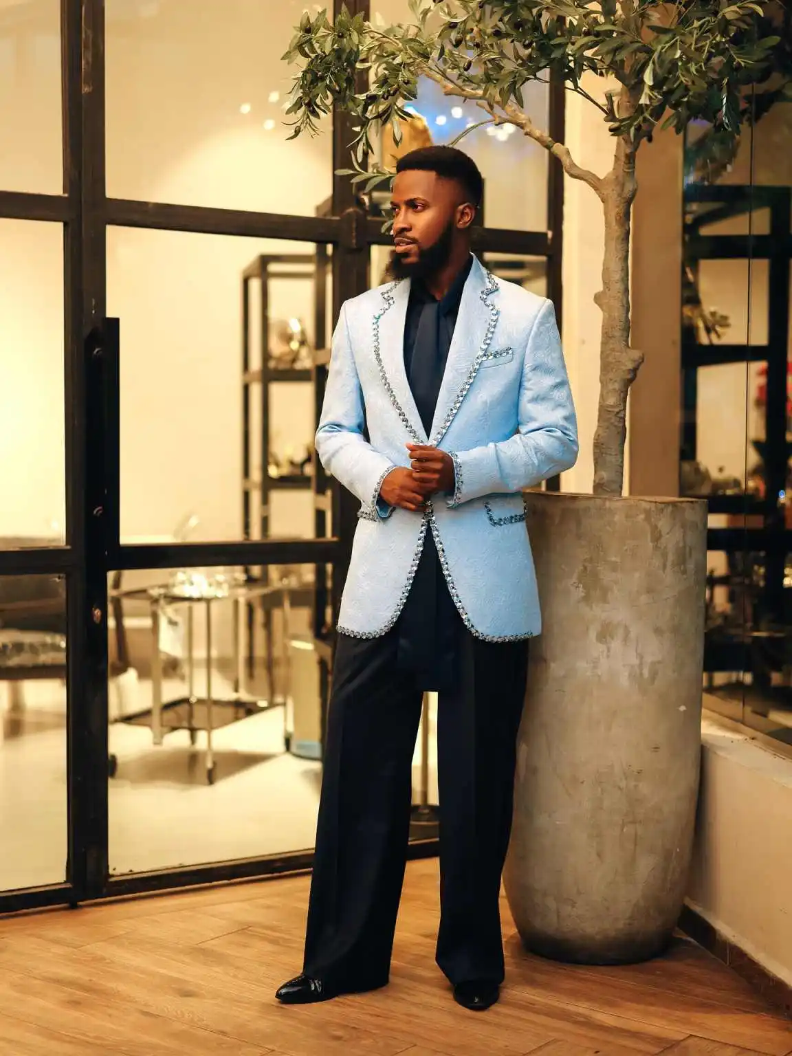 Fashion Wedding Tuxedos Jacquard 1 Piece Set Jacket Notched Lapel Men Suits Star One Button Groom Wear Party  Suit Customized
