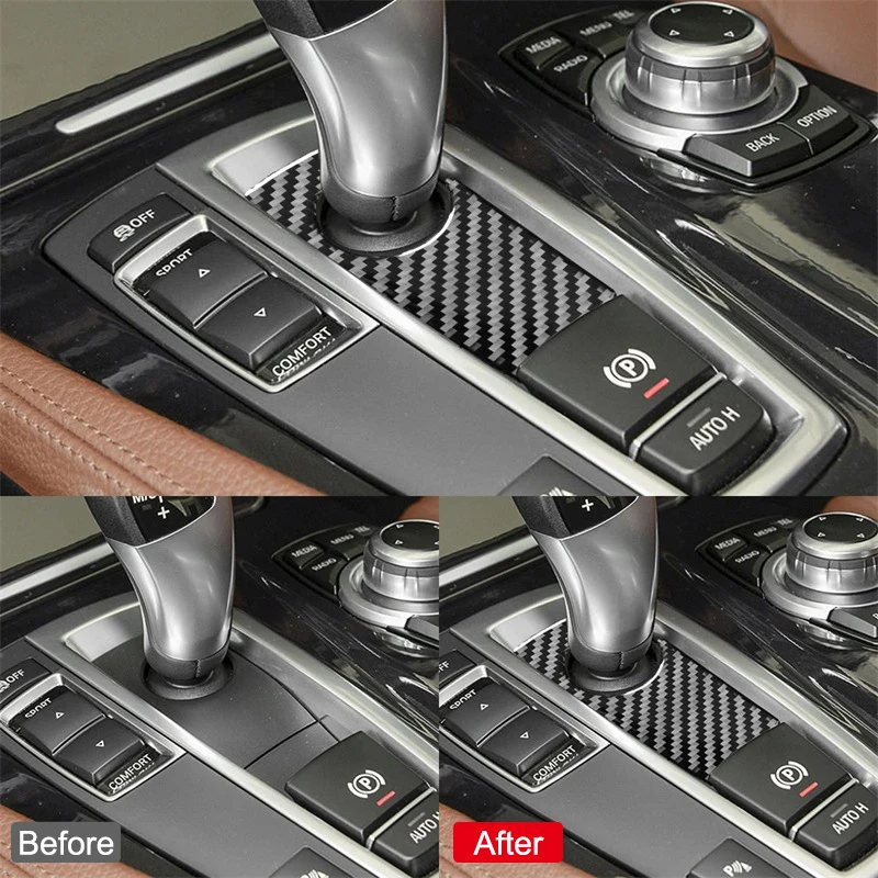 Carbon Fiber Car Gear Shift Panel Cover Trim Stickers Decoration Decal For BMW F07 F10 F25 F26 2009-2016 X3 X4 New Auto Interior