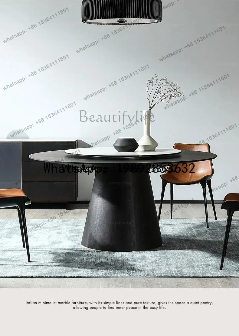 

minimalist solid wood round dining table, modern minimalist industrial style household dining table and chairs