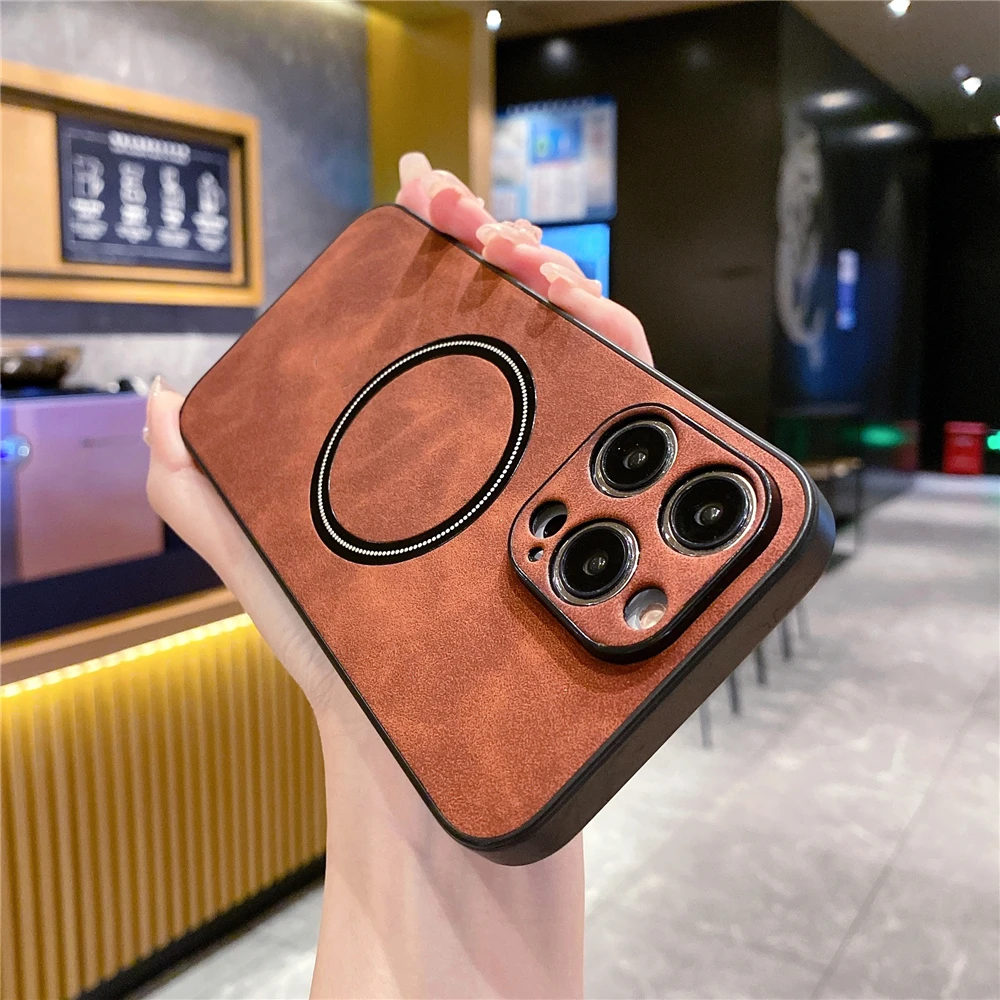 

Vintage Leather Magnetic Phone Case For iPhone 16 Pro Max 16 Plus Shockproof Full Protective Back Cover