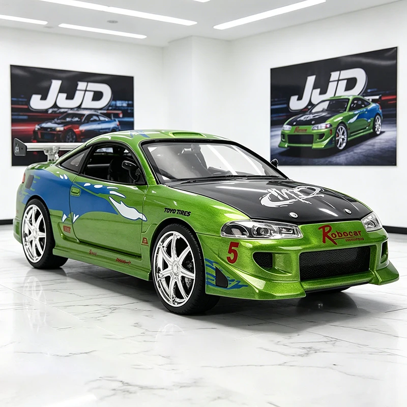 JADA 1:24 Brian Eclipse 25. Jubiläum Legierungsauto, Druckguss- und Spielzeugfahrzeuge, Automodell, Miniatur-Modellauto für Kinder