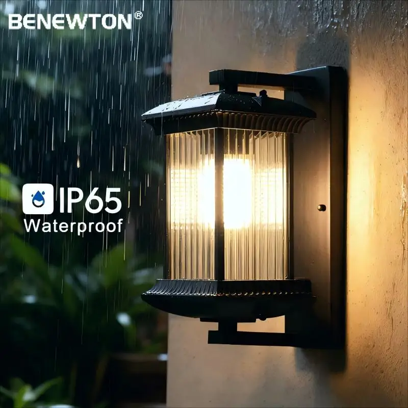 Vintage Outdoor LED Wall Light Waterproof IP65 Black Aluminum Outside Wall Lights Garden Yard Balcony Porch New Chinese Style