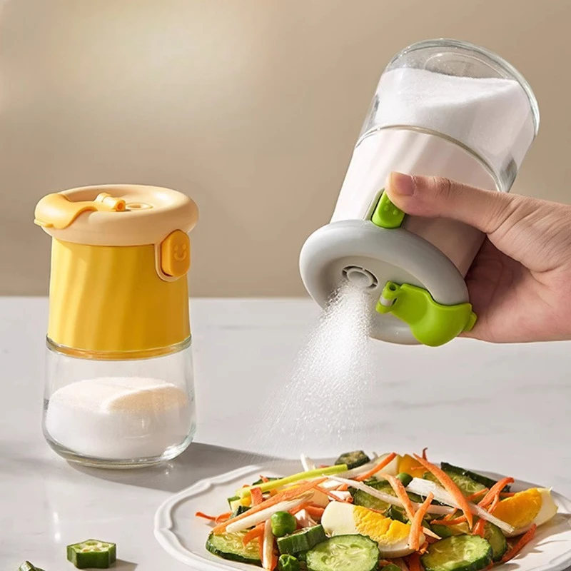 LMM Quantitative Salt Tank Seasoning Box Glass Press Control Salt Bottle Seasoning Tank