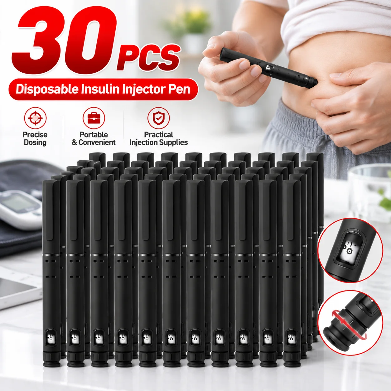 5/10/20/30Pcs Disposable Adjustable Insulin Injector Pen Kit Insulin Syringe Pen Se Precise Dosing Practical Injection Supplies