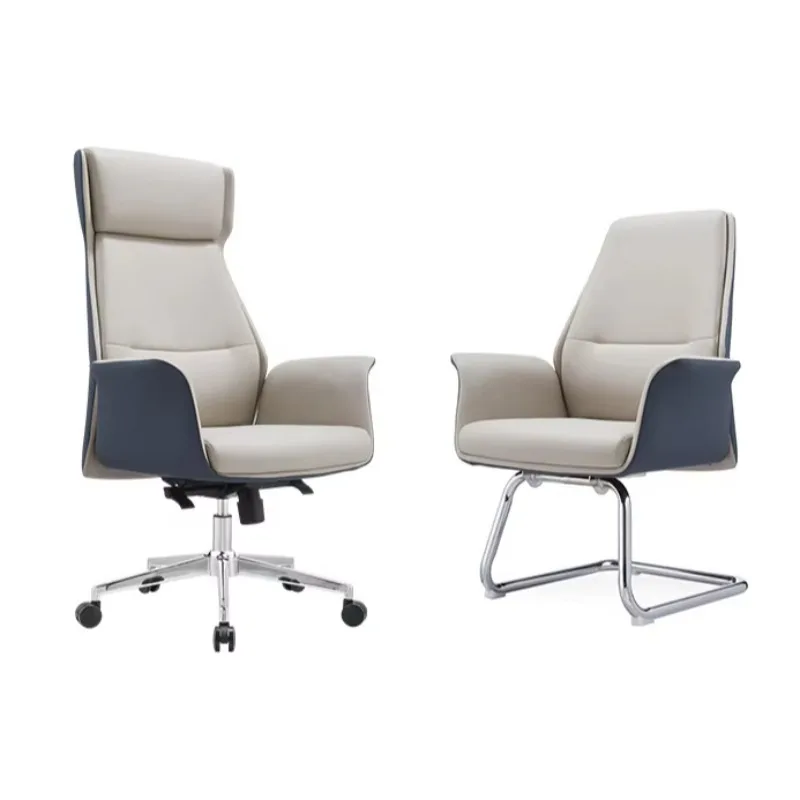 Luxurious Contemporary Ergonomic Office Chair Customized Black Synthetic Leather Managers Bosses Chair Comfortable Furniture