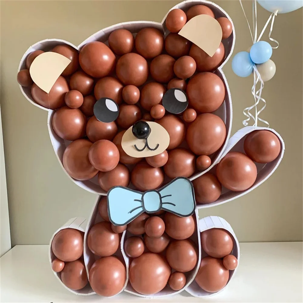 104cm Teddy Bear Balloons Filling Box Mosaic Frame Balloon Stand Baby Shower Birthday Boy Anniversary Party Decortion Backdrop