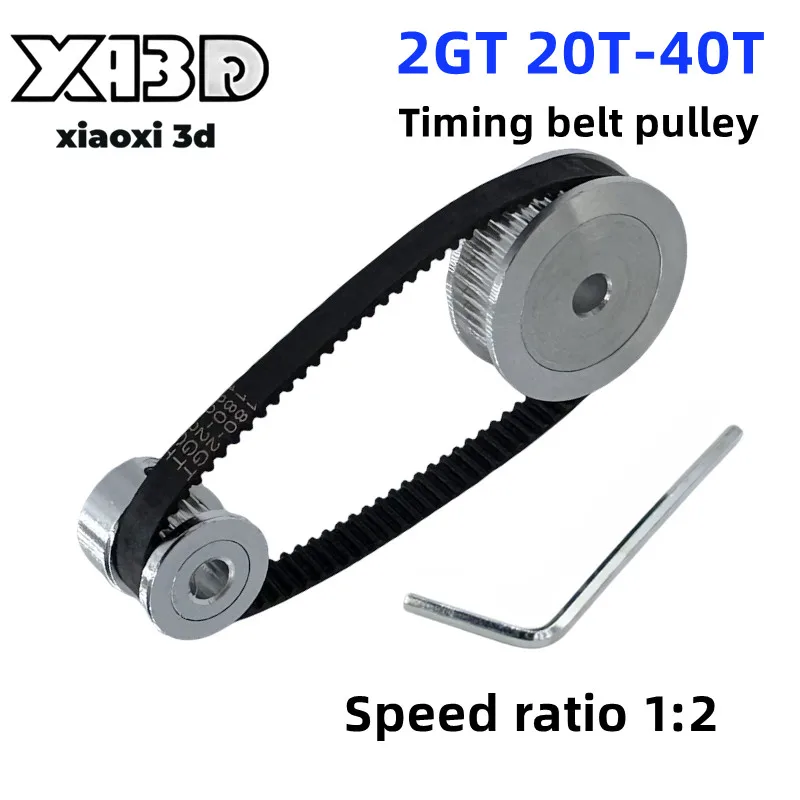 GT2 Timing Belt Pulley 40 Teeth 20 Teeth 5/8mm Reduction 2:1/1:2 Belt Width 6mm 10mm Tensioning Wheel for 3D Printer Accessories