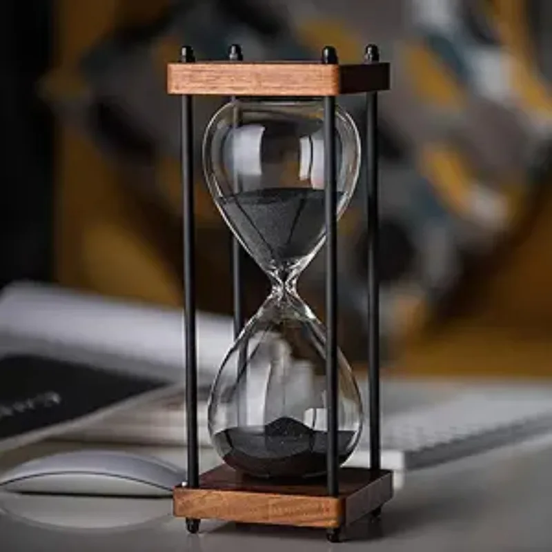 1pack Large Hourglass Timer 60 Minute, Decorative Wooden Sandglass, Black&other Colors