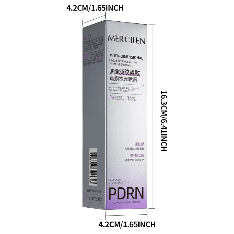 MERCILEN Firming Hydrating Spray 100ml contains niacinamide, collagen, and plant-based squalane to moisturize the skin, make wrinkles less noticeable, firm and nourish the skin, brighten it, and make the skin look younger