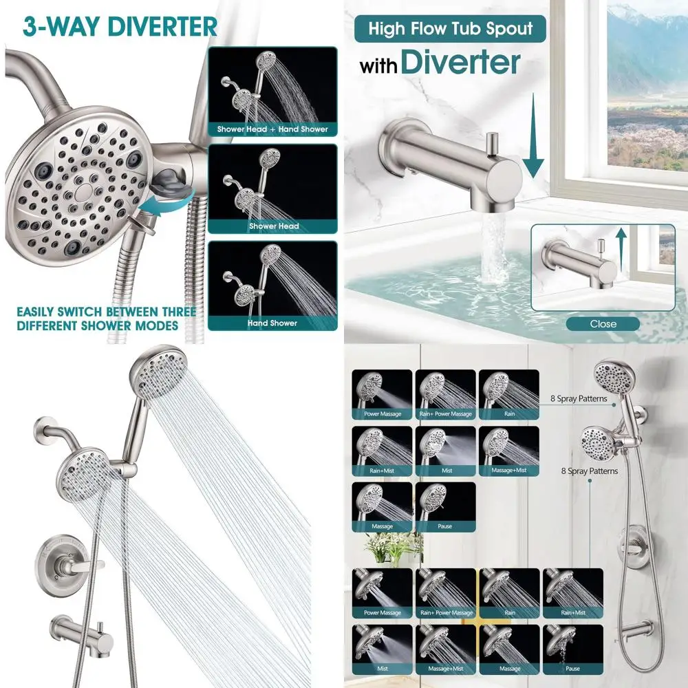 

Delta 1300/1400 Series Replacement Shower Trim Kit, Tub-Shower Mixer, Dual Head System - Brushed Nickel (No Valve)