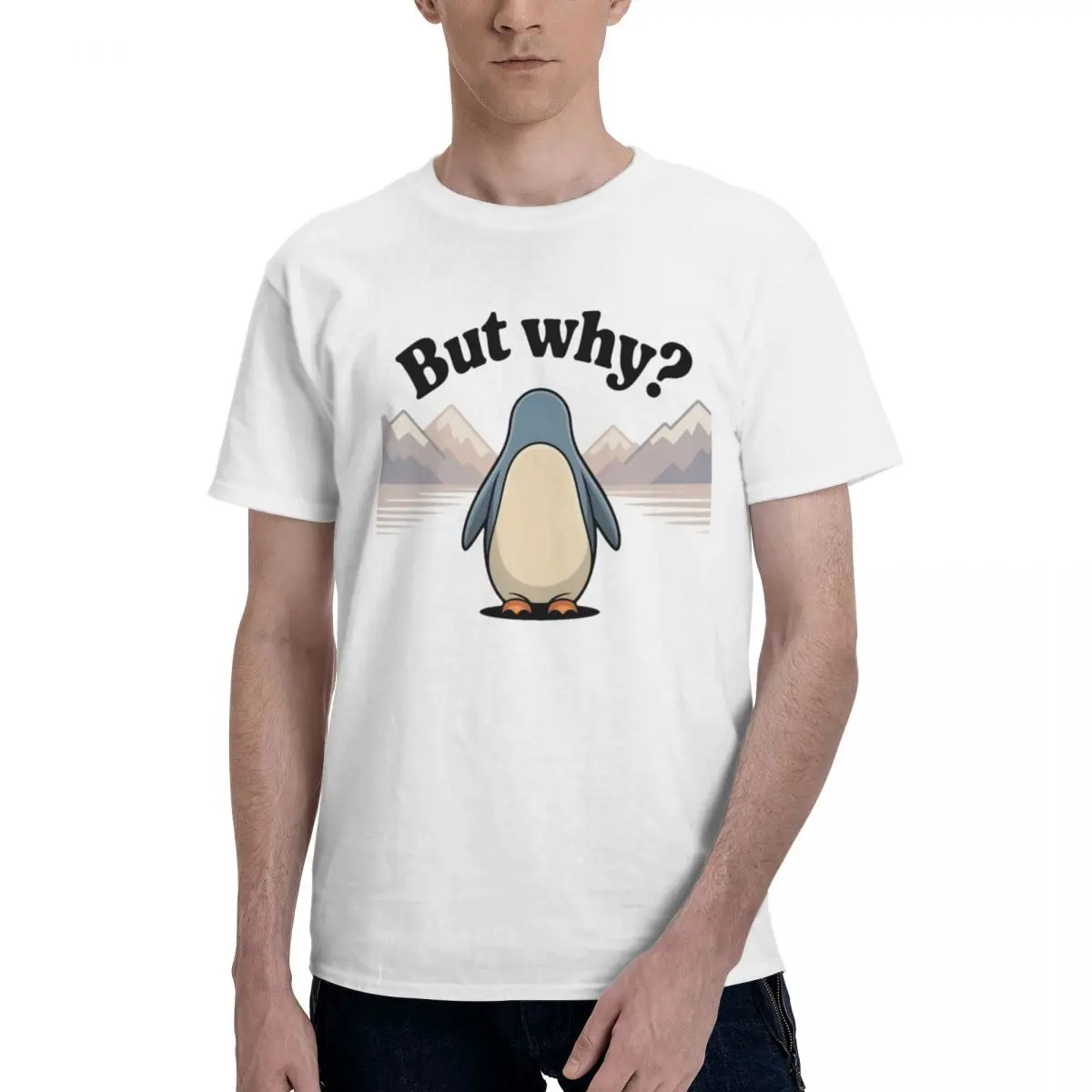Men Nihilist Penguin But Why Arctic Snow Meme Philosophy Retro T Shirt Streetwear Cotton Crewneck Anime Shirt