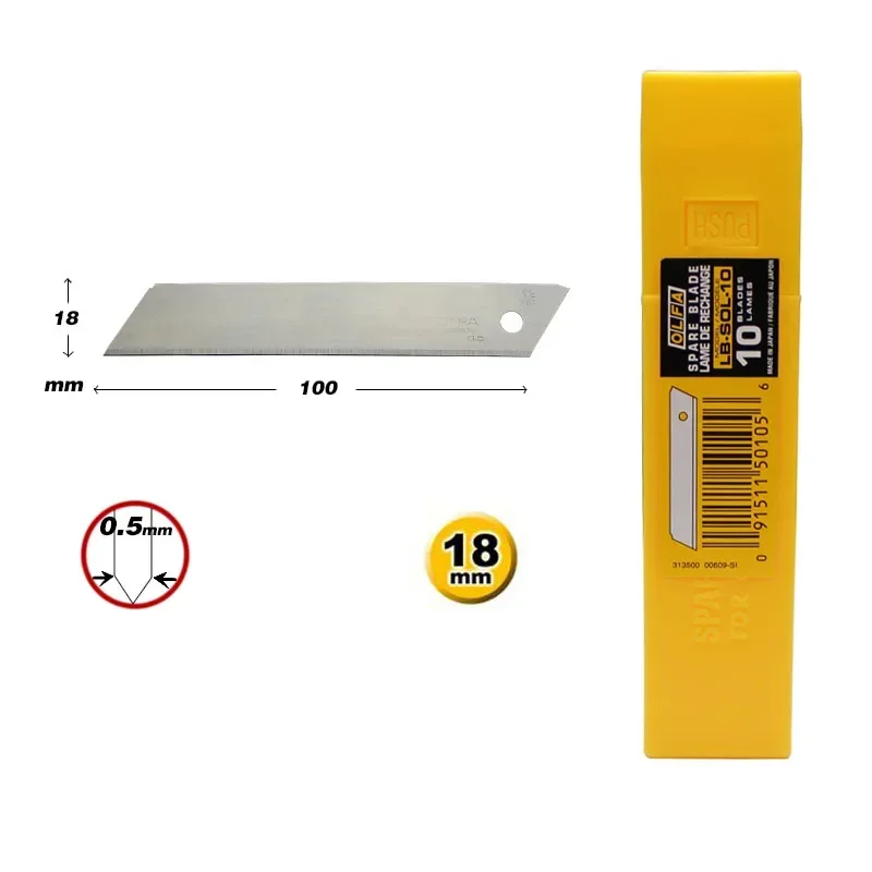 OLFA LB-SOL-10 شفرات 18 مللي متر الثقيلة قطع شفرة 10 قطعة اكسسوارات سكين القاطع شفرة ل L1/L2/NL-AL الحرف اليدوية صنع أدوات