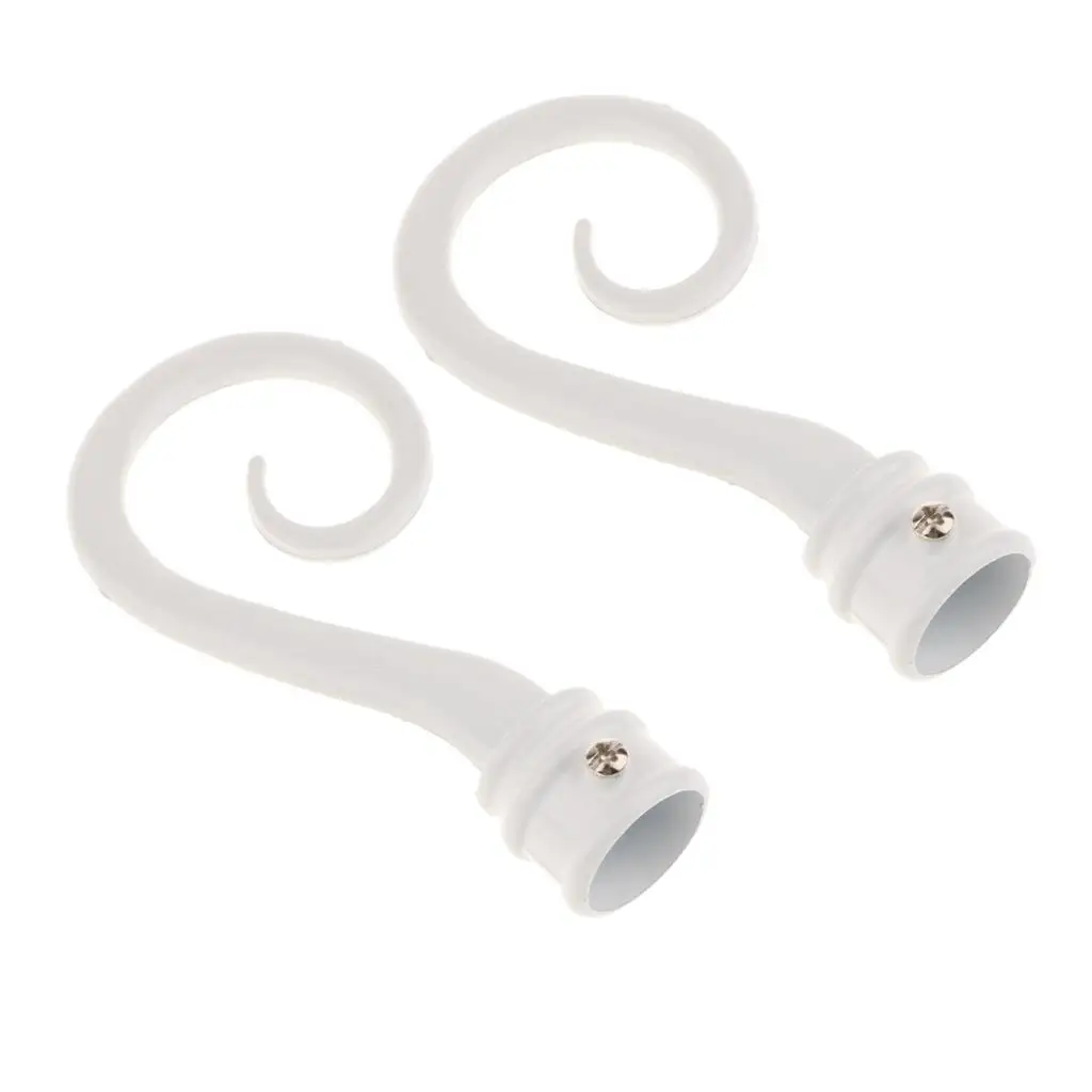 Decorative Curtain Pole Recess Curtain Rod Bracket Finial White 22mm