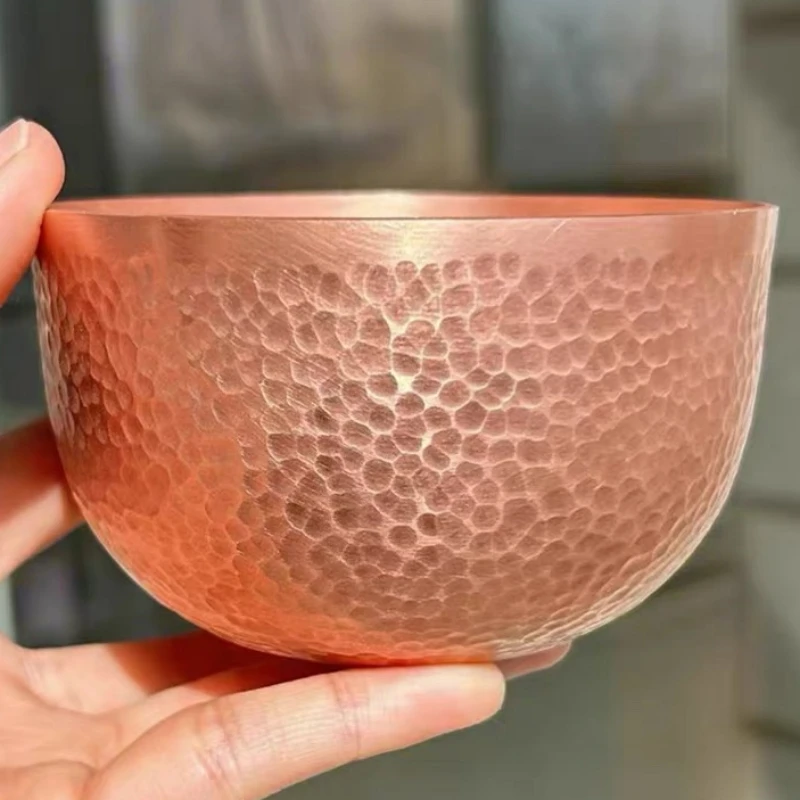 

Handcrafted Vintage Red Copper Bowl,Engraving Hammer Texture Home Breakfast Cheese Tableware,10 cm Snack Bowl Table Decoration
