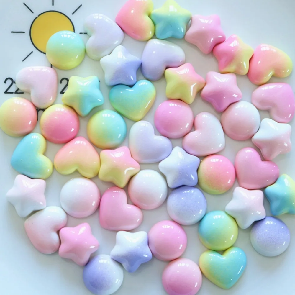 10pcs Cute Cartoon Kawaii heart star circle Series Flat Back Resin DIY Scrapbooking Cabochons Decoration Accessories