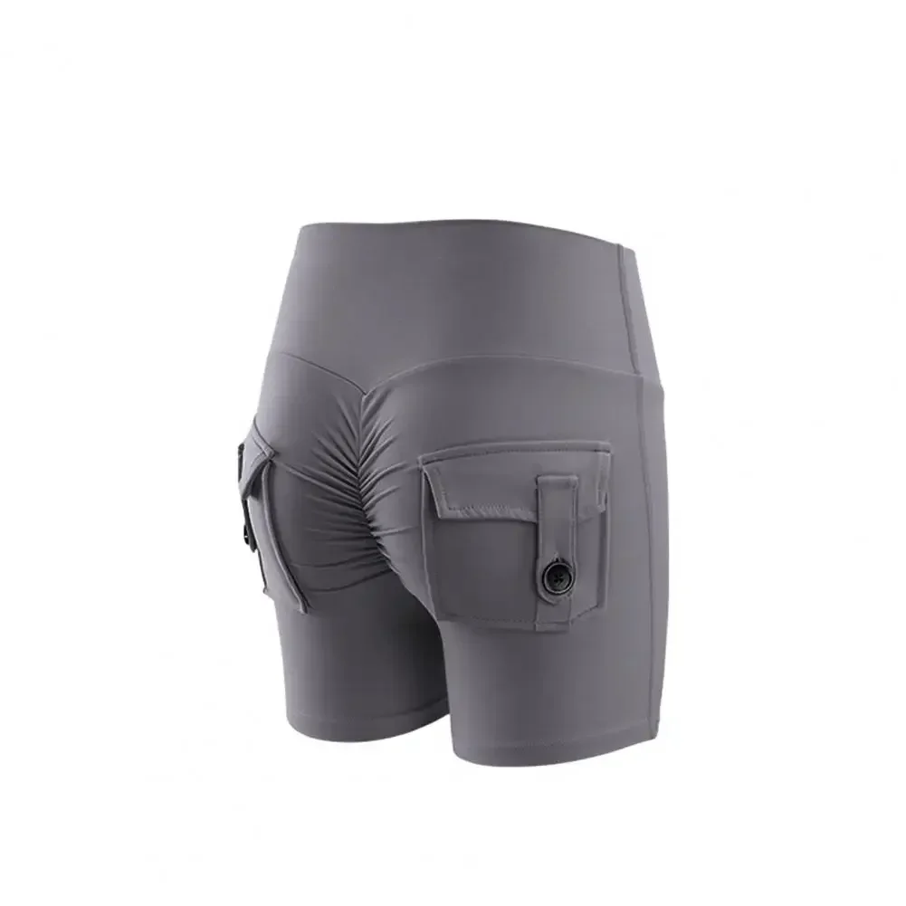 Summer Peach Butt Fitness Exercise Three-Quarter Pants Cargo Air Dry Pocket Yoga Tight lift the hips Women's Shorts