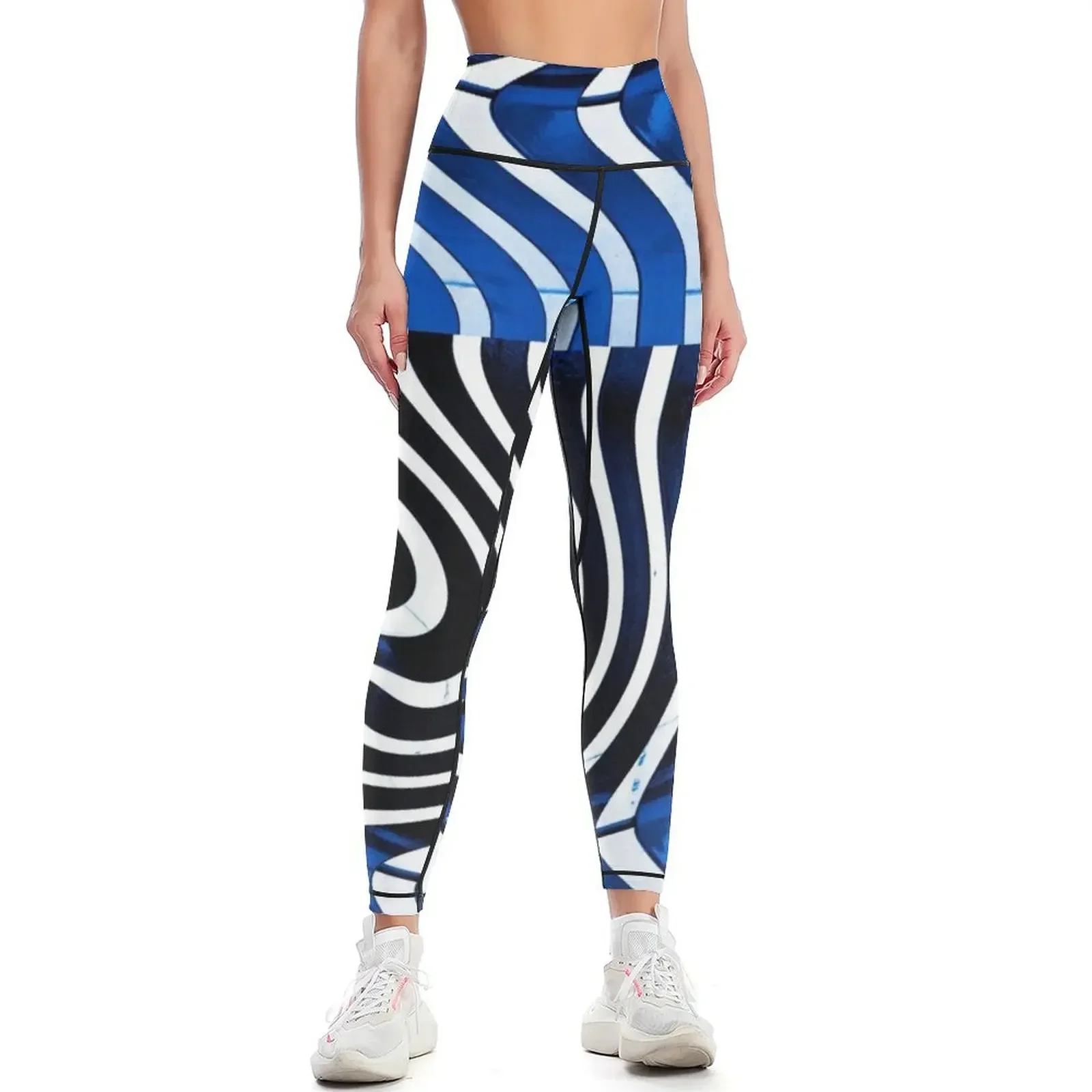 

Crazy Zebra Stripes - Black and Blue Leggings Women's fitness Women's sportswear for physical Women sportwear Womens Leggings