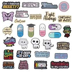 30 Types Mental Health Enamel Pins Personality Psychology Negative Mood Brooches Lapel Badge Decorative Jewelry Gift for Friends