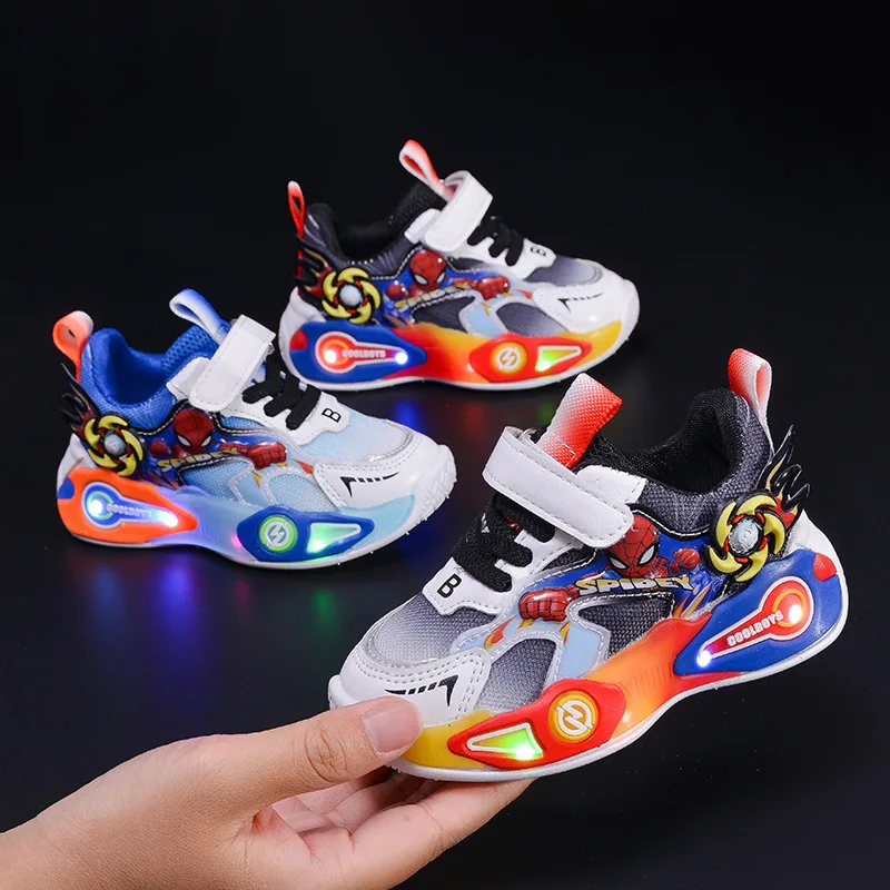 

Disney Boys Sneakers Spring and Autumn New Breathable Mesh Casual LED Luminous Men's and Children's Running