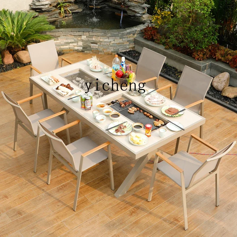 

ZK barbecue home Nordic courtyard leisure villa yard outdoor large grill outdoor barbecue table and chairs home accessories