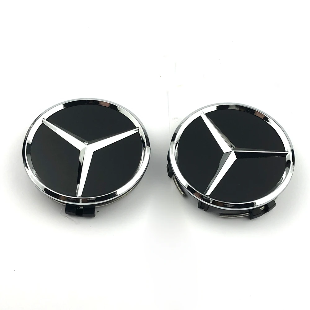 Mercedes Benz wheel center cap 4pcs black 75mm Hubcap For Mercedes w204 w211 w205 W212 amg w203 w213 w124 w176 w177 accessories