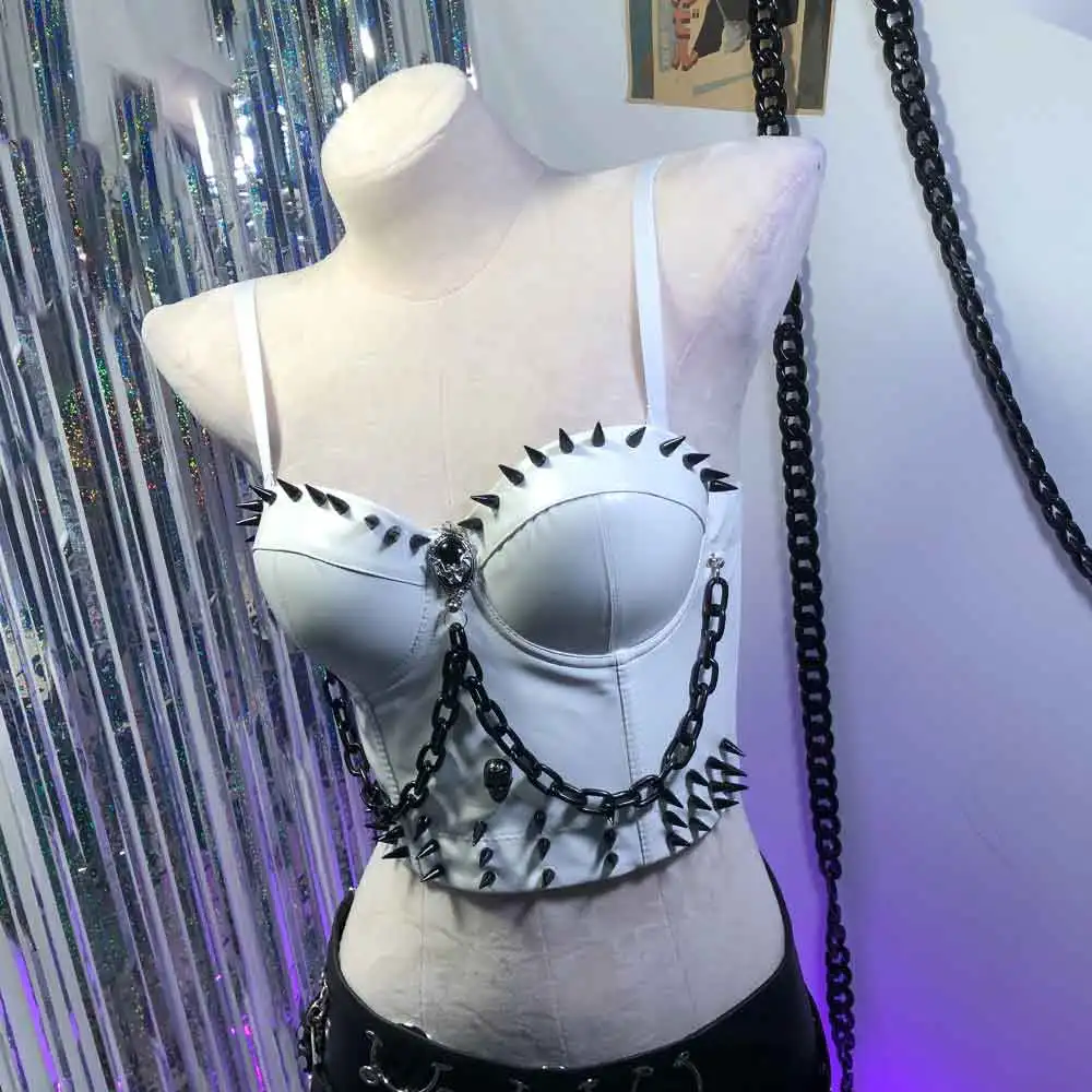 Y2K Neckholder Camisole TOPS Kawaii E-Girls Grunge DIY Harajuku Goth Gothic 90er Jahre Eco handgemachte Vintage Emo Nieten Niete Punk Rock