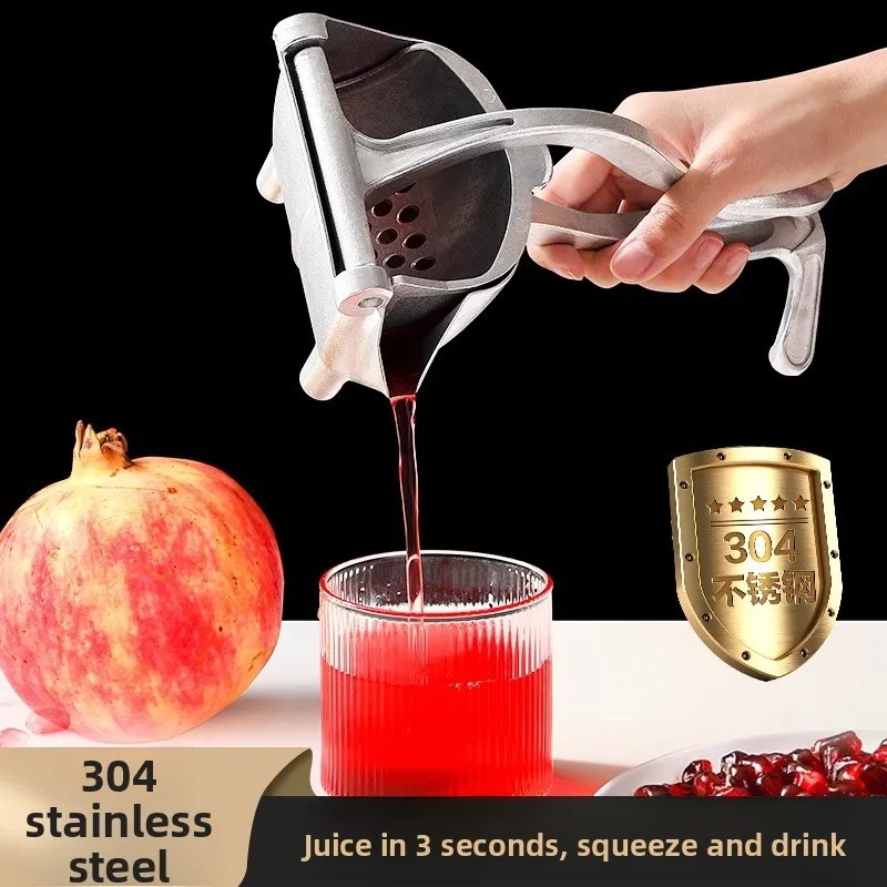 

Upgraded 3mm Stainless Steel Manual Juicer - Heavy Duty Pomegranate/Lemon/Orange Press with Non-Slip Base & Juice Collector, 60